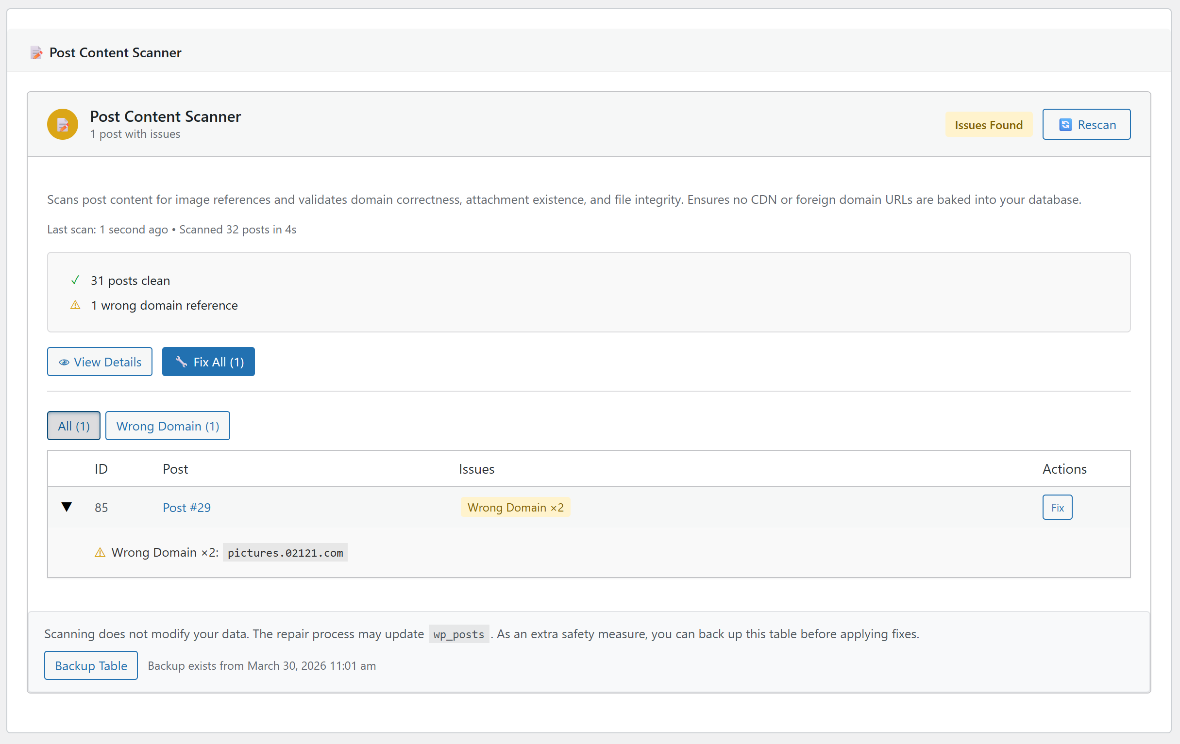 Post Content Scanner