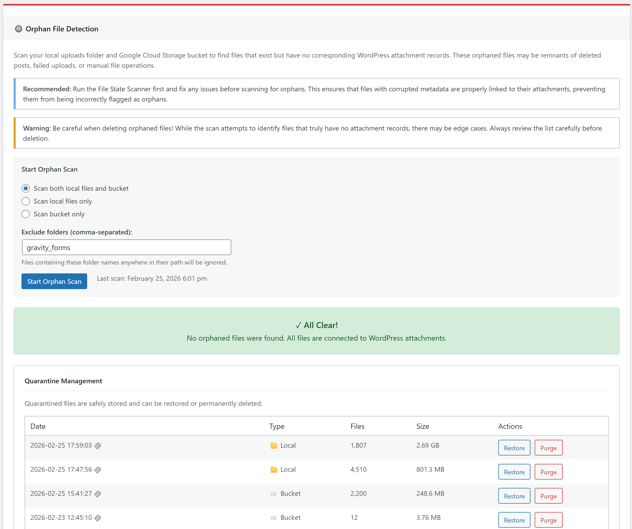 StaticQ Cleanup screen